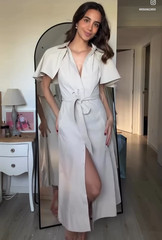 Zara Light Camel Cotton Cape Shirt Dress Women BNWT 4786/082