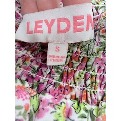 Leyden Womens Floral Smocked Off Shoulder Mini Dress Pink Orange Green Small