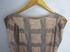 LIL Anthropology Womens 8 100% Silk Peach Gray Sleeveless Tunic Shirt Dress
