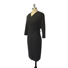 Hugo Boss Dylea Midi Dress Size 12 Gray Ponte Career V Neck Belted 3/4 Sleeve