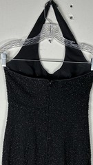 Vintage 80s Beaded Bieff Basix Formal Prom Halter Full Length Dress Size 4