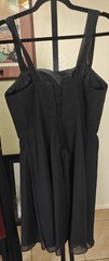 Party Black A-Line Square Neckline Pleated Chiffon Dress With Shawl Ribbed Chest