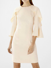 COAST Tori Ruffle Shift Dress Beige Cream UK 14 NWT Wedding Guest Race Occassion