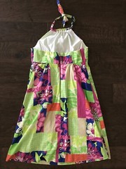 READ Lilly Pulitzer Halter Sundress Sz 2 Green Pink Blue Cotton Pom Pom Trim