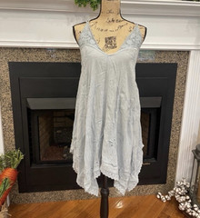 Free People Intimately Light Sky Blue Crochet Tank Flowy Dress Size XS NWT