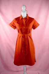 Chadwicks Petite Rust Orange Cotton Blend Button-Up Shirtdress | Size 4P