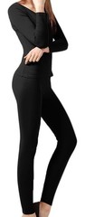 Womens Thermal 2 Piece Set Microfleece Ultimate Warmth Black Medium