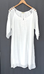 Indigo Rose Gauzy Crochet Dress XL White Cutout Bridal Coastal Country Festival