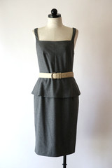 Banana Republic Gray Wool Tweed Sleeveless Peplum Office Pencil Dress Women 10