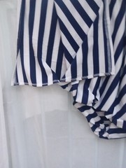 Maxi Summer Dress Navy & White Stripes W Red Sequins Anchor Sz L