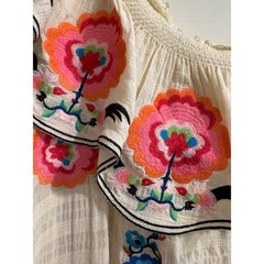 Plenty by Tracy Reese Anthro Embroidered Floral One-Shoulder Midi Dress Boho