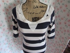WINDSOR, JUNIOR&rsquo;S NEW Navy/White Poly Bl Striped 3/4 Sleeved Striped Dress, Sz S