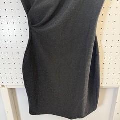 Mango Metallic Shimmer Wrap-Front Bodycon Dress Women&rsquo;s 2 Black Stretch Cocktail