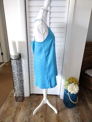 Laundry Shelli Segal blue adjustable spaghetti strap lightweight mini dress Sz L