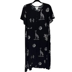 Desert Shores Medium Midi Dress with White Giraffe Print Boho Hippie Nature Dark