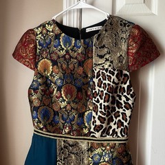 Alice + Olivia Rapunzel Patchwork Fit & Flare Mini Dress. Women’s 4. EUC