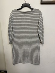 Vineyard Vines Gray And White Striped Midi Boatneck Dress