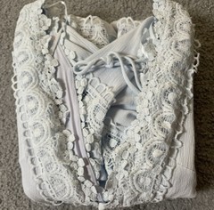 Saints + Secrets Ruffled Mini Dress Sz S Blue Plunging Neck Lace Trim City Sexy