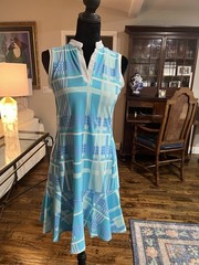 Jude Connally Plaid V-Neck Sleeveless Stretch Tennis Dress Blue White XS