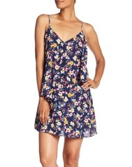 NSR 157721 Women&rsquo;s Cara Floral Slip Dress Spaghetti Strap Navy/Ivory Sz. Medium