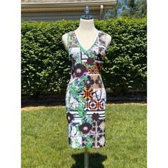 NEW Clover Canyon Neoprene Scuba Statement Print Editorial Maximalist Dress Art