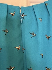 Worthington Teal Blue Sheath Dress Hummingbird Print Sleeveless Mod Retro 6