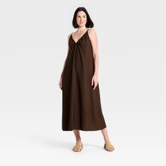 Women V-Neck Tie-Front Cami Maxi Dress – A New Day Dark Brown