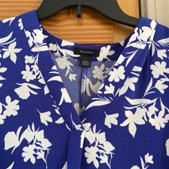 Halogen Womens Sundress Blue White Floral V-Neck Sleeveless Knee Length S NWT
