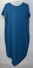 Universal Standard Iconic Geneva V-Neck Dress Pima Cotton Blue Coastal Momcore M