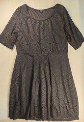 Espresso Black Lace Dress Short Sleeve Scoop Neck Size 2X Cocktail Cruise Party