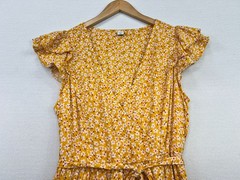 Old Navy Womens Country Midi Dress Flutter Sleeve Size M Yellow White Floral