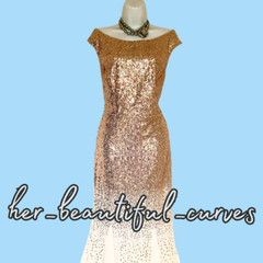 GODDIVA PLUS ROSE GOLD SEQUINS MAXI EVENING OCCASION PARTY DRESS SIZE 16