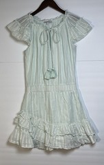 Karina Grimaldi Ruffled Metallic Striped Ruffles Mini 97% Cotton Pastel Dress M