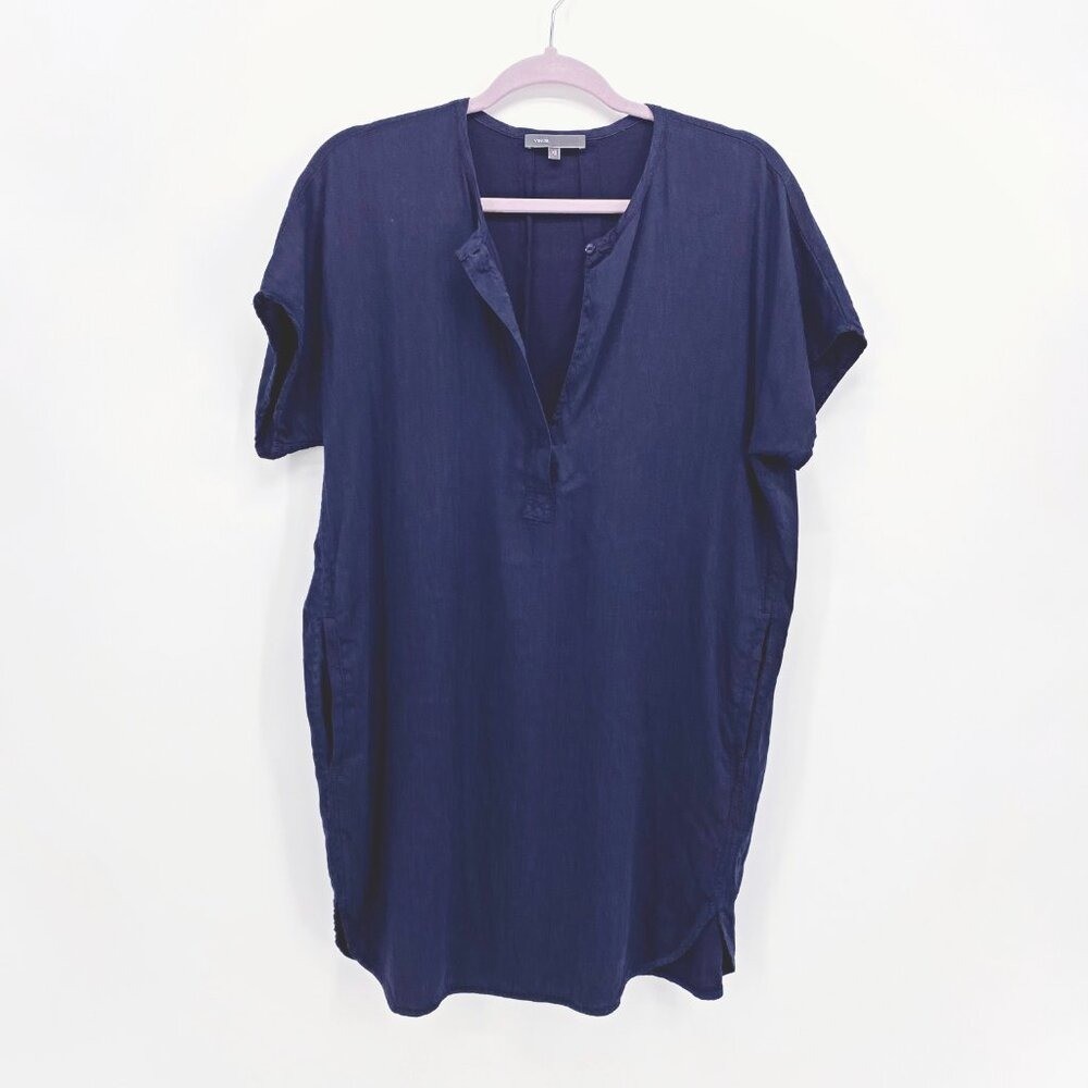 Vince Linen Blend Popover Shift Dress