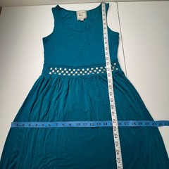PINK ROSE PREMIUM QUALITY TEAL STUD DETAIL SCOOP NECK SLEEVELESS DRESS SZ S