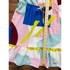 ModCloth Womens Abstract Geometric Print Ruffle Mini Dress Multi-Color Size L