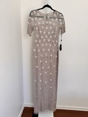 Adrianna Papell Women&rsquo;s Biscotti Beaded Long Evening Gown Size 2 NEW