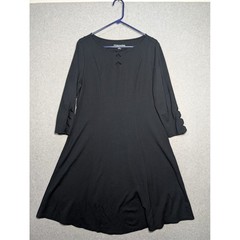 Soft Surroundings A-Line Dress Large Black Cut Out Stretch Comfort Versatile