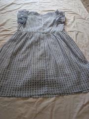 Blue – White Gingham plaid Check Flutter Sleeve Babydoll Mini V-Neck Dress