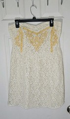 Flying Tomato Anthropologie Large Strapless Dress Lace Overlay Embroidered Boho