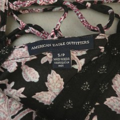 American Eagle Small Bohemian pattern Lace Up Back Fit & Flare Sundress flowy