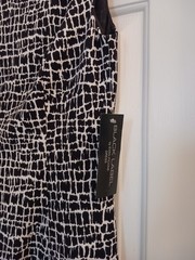 Black Label By Evan Picone Dress Black & White Cap Sleeves Fit & Flare NEW Sz 6