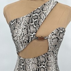 NWT cutout One-Shoulder bodycon Snake Print mini Dress Miami sexy going out club
