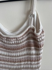 Olive + Oak Striped Knit Midi Tank Dress XS Acrylic Polyester Brown Pink