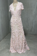 Naeem Khan Spring 2014 Runway Pink Tulle Bead Embroidered Long Dress Gown US 4