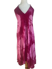 Raya Sun Tie Dye Pink Halter Sundress Trapeze Size large cotton rayon blend