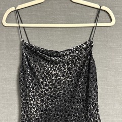 Topshop Slip Dress 4 Black Leopard Asymmetrical Cowl Velvet Midi Y2K Party