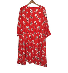 Simply Be US 22 UK 26 Red Ruffle Floral 3/4 Sleeve Chiffon Dress ASOS Plus