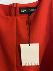 ZARA Women’s Red Solid Shift Dress V-Neck Sleeveless Zip Zipper Size L