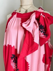 JOANNA HOPE long TIERED DRESS + BOW evening FLORAL plus size 30 red/pink BNWT
